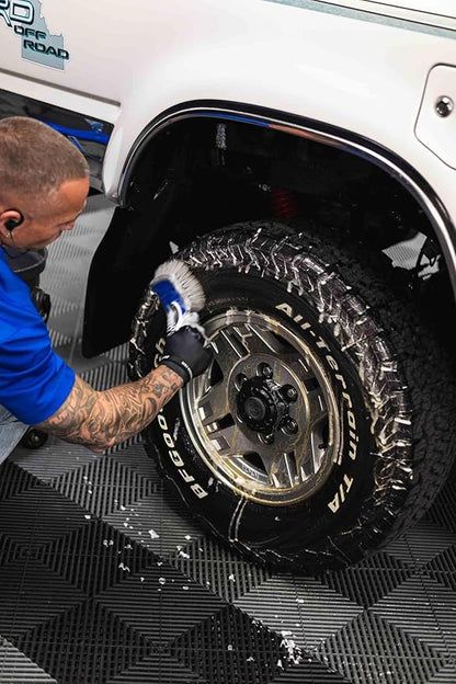 Detail Factory - ProGrip XL Tire Brush - Ergonomic ProGrip Handle - Stiff Synthetic Bristles to Cut Through Grime - Avalanche