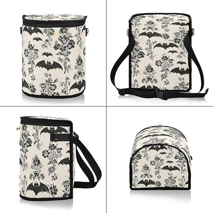 senya Car Trash Can Car Garbage Can Car Waste Basket,Leak-Proof Car Trash Bin, Car Trash Hanging Car Accessories Gothic Floral and Bat Interior Car Organizer Bag