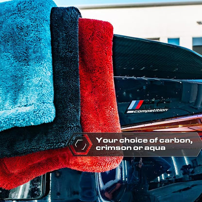 Blackline Car Drying Towel - 2ftx3ft XL-Popular Pick Among Detailing Pros -Aqua 1300 GSM Microfiber Accessory - Absorbs Over 8lbs of Water - Leaves No Streaks, Spots or Scratches - Dries an Entire Car