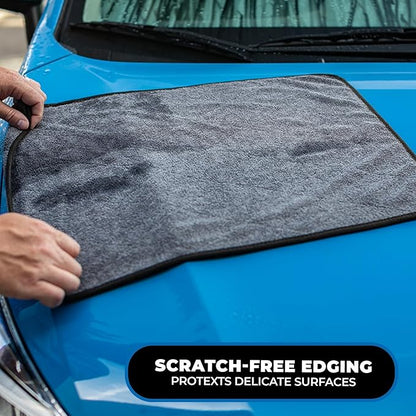 The Rag Company - Double Twistress (2-Pack) Professional Korean 70/30 Blend, Twist Loop Microfiber Drying Towels Car Detailing, Lint-Free, Streak-Free, Multipurpose Use, 850gsm, 20in x 24in, Grey