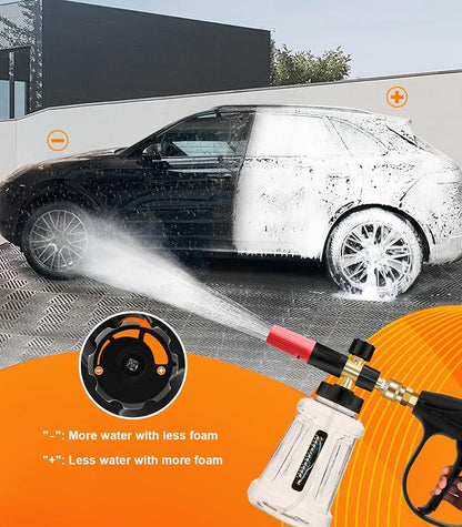 Foam Cannon For Pressure Washer, Car Wash Spray Gun with M22 and 1/4 Inch Quick Connector, 1L Bottle Foam Lance, Car Wash Foam Cannon Compatible With Most Pressure Washer (3600PSI, Red)