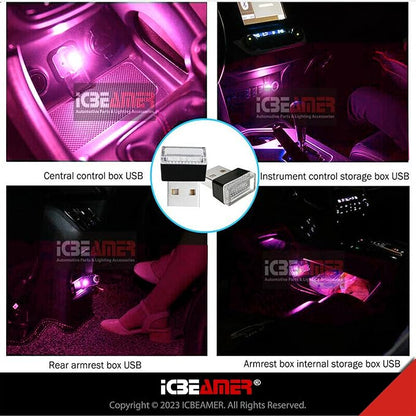 ICBEAMER USB Interface Miniature Night Light 1-Pack (Pink Purple) | Universal Plug-in LED for Car Interior and Trunk Ambient Atmosphere