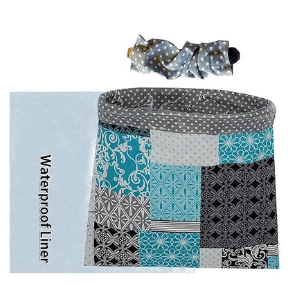 Teal car Trash Bag - Small Cute Teal Car Trash Can Hanging with Reusable Waterproof Liner and Disposable Bags - Car Waste Basket (Mini Teal Clip-On)