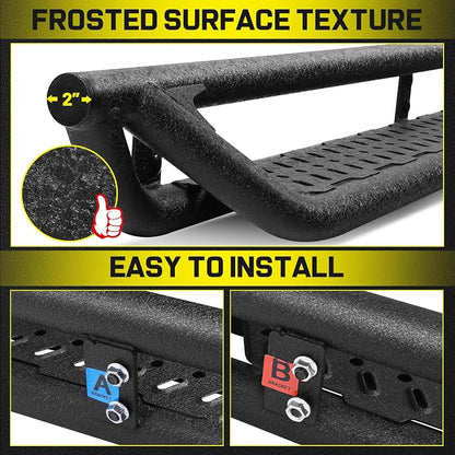 BINARY STAR Running Boards Compatible with 2024-2026 Toyota Tacoma Double/Crew Cab, Wheel to Wheel Running Boards, 6 Inch Tacoma Side Steps Step Bars