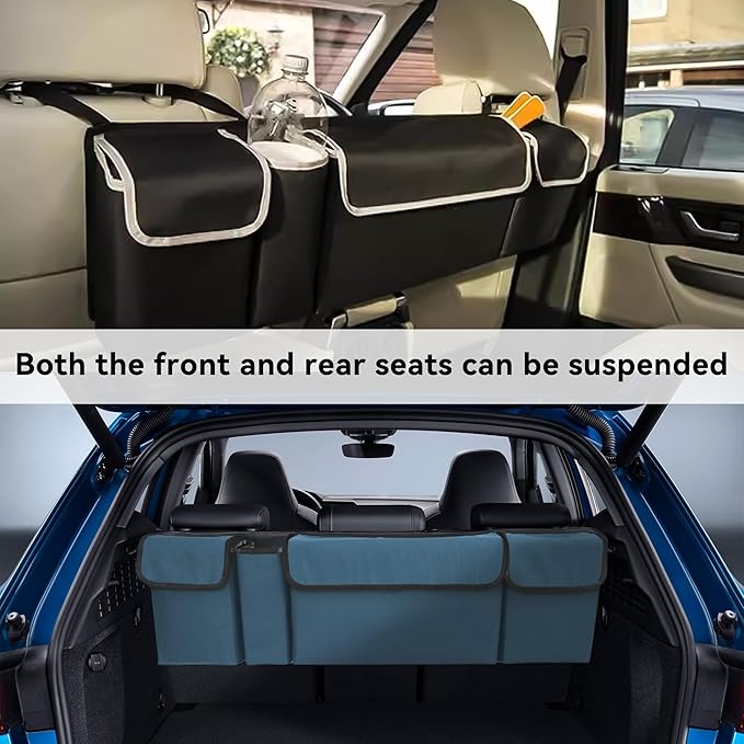 Car Trunk Organizer, Backseat Hanging Large Storage with Adjustable Straps,Waterproof PVC Collapsible Cargo Bag, Car Interior Accessories for Auto SUV MPV (Green)