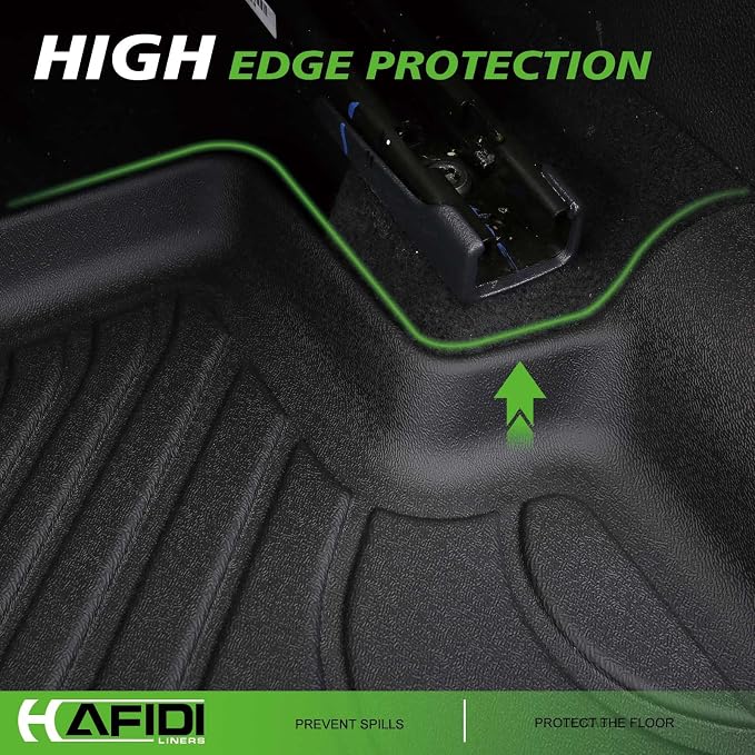 Floor Mats Custom for 2024-2026 Ford Ranger SuperCrew Cab All Weather Protection TPE Heavy Duty Non-Slip Automotive Floor Liners Fits Front& 2nd Row Full Set Accessories, Black