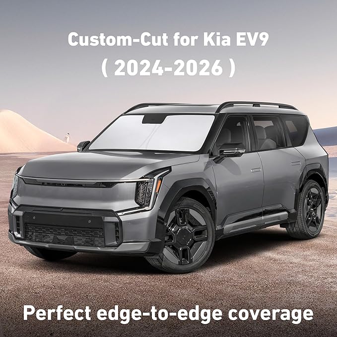 EcoNour Windshield Sunshade Compatible for Kia EV9 2024 2025 2026, Sun Visor for Front Windshield & Window Sun Shade Cover, UV Heat Blocker & Protector, Car Accessories