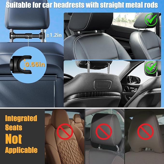 najiaxiaowu PC Tablet Mounts 2 Pack Tablet Holder for Car,ipad Headrest Mount for 5.5-18.4 Inch ipad/Phones Car Tablets Holder with 360°Rotating Adjustable,Black