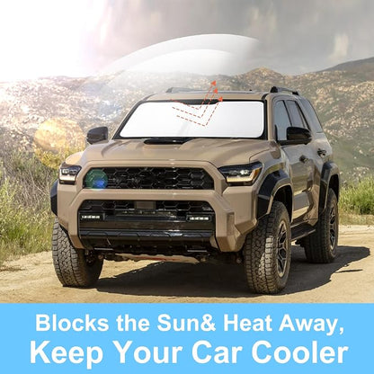 TINGLU Sun Shade for Toyota 4Runner 2010-2024 2025 Accessories Windshield Sun Shade Window Shade UV Rays Protection Sun Visor Cover with Steering Wheel Sunshade Storage Bag