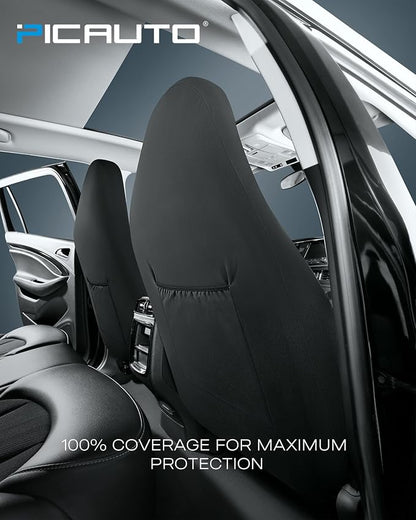 PIC AUTO Car Seat Covers - High Back Front Seat Covers, Sports Carbon Fiber Mesh Design, Universal Fit, Airbag Compatible (Gray)