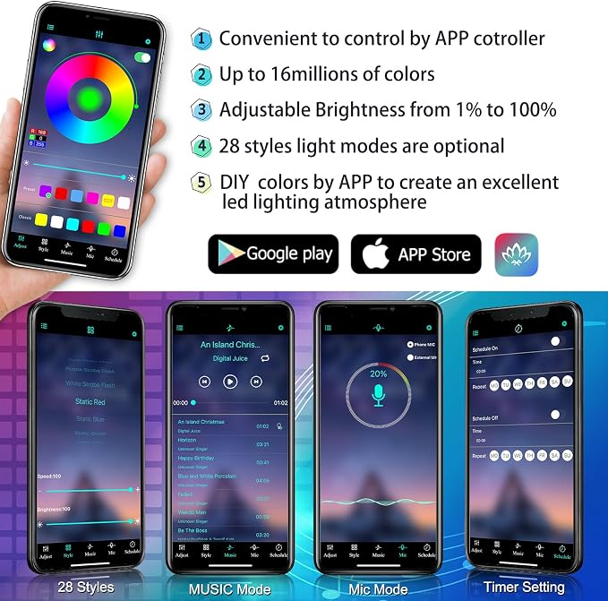 Car LED Interior Strip Light- Wireless Bluetooth APP Control, Multicolor RGB 5 in 1 with 236 inches Fiber Optic Ambient Lighting Kits, 16 Million Colors Sound Active Neon Led Lights Strip for Car