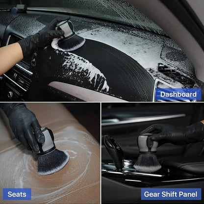 Curveball Detail Brush, Car Ultra Soft Bristles Detailing Brushes, 4PCS Professional Auto Cleaning Brush, Covers Large Area Inside or Outside Vehicles, Exterior Interior Brush- Gray
