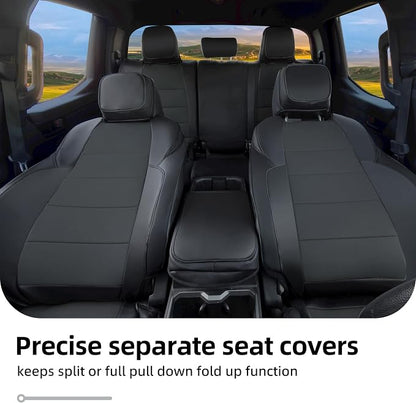 Lolcar Tacoma Back Seat Covers Custom for Select Toyota Tacoma (Hybrid) 2024 2025 2026 Double cab TRD Sport,TRD Off-Road,Limited,Trailhunter- Second Row Only,Leather(Black)