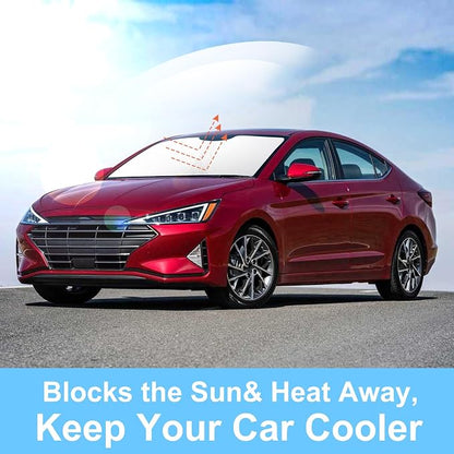 TINGLU Sun Shade for Hyundai Elantra 2017-2020 Accessories Windshield Sun Shade Window Shade UV Rays Protection Sun Visor Cover with Steering Wheel Sunshade Storage Bag