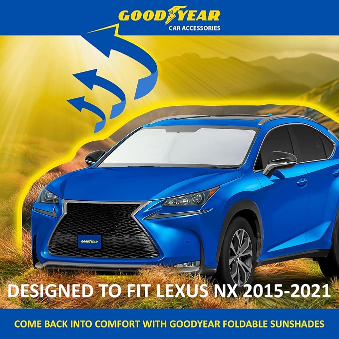Goodyear Foldable Windshield Sunshade for Lexus NX 2015-2021, SUV car Accessories, Sunshade Cover, Sun Shade Car Windshield, Window Sun Blocker - GY008246