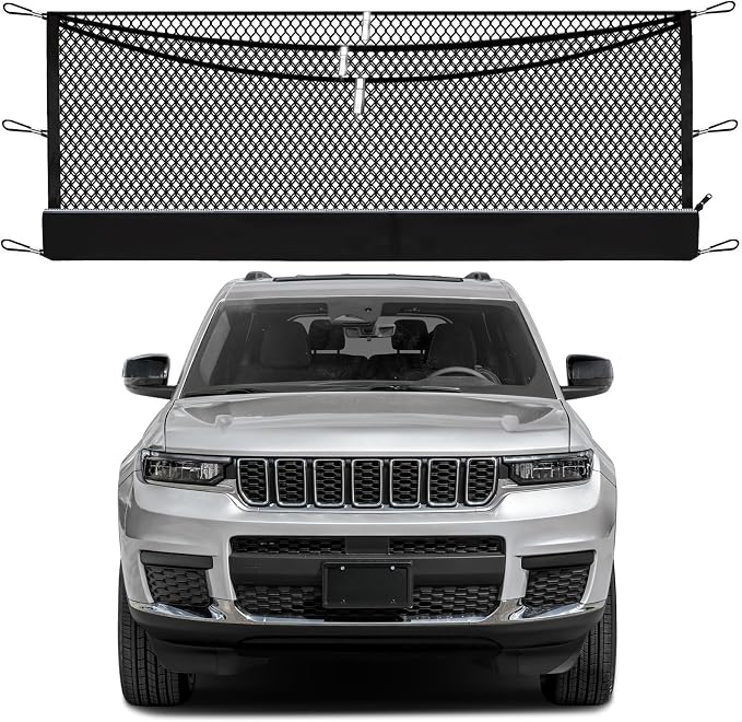 3-Layer Cargo Net for Jeep Grand Cherokee 2021-2026, Multi-Zone Trunk Storage Net with Zippered Bottom Bag, Heavy-Duty Cargo Organizer Netting for Camping, Travel & Daily Use