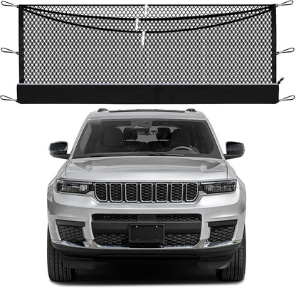 3-Layer Cargo Net for Jeep Grand Cherokee 2021-2026, Multi-Zone Trunk Storage Net with Zippered Bottom Bag, Heavy-Duty Cargo Organizer Netting for Camping, Travel & Daily Use