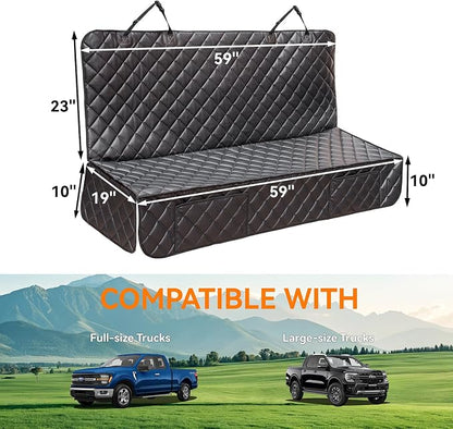 Dog Car Seat Cover for Back Seat,Waterproof Truck Back Seat Cover for Dogs ,Heavy-Duty Scratchproof Pu Leather Bench Seat Covers for Trucks Ford F150/Chevrolet Silverado/Ram1500/GMC Sierra/Toyota