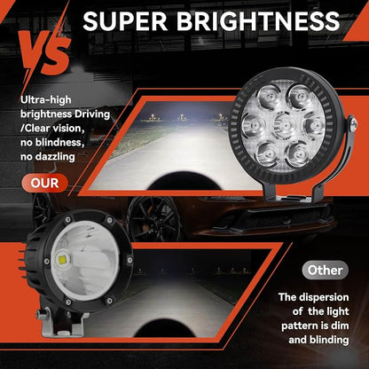 2Pcs 4.5inch 120W LED Light Pods with Amber Covers, 12000LM Yellow Fog Light Pods LED Light Bar Offroad Driving Lights,for Jeep Wrangler Truck Car ATV SUV Motorcycle Cabin Boat (2Pcs 4.5Inch Lights)