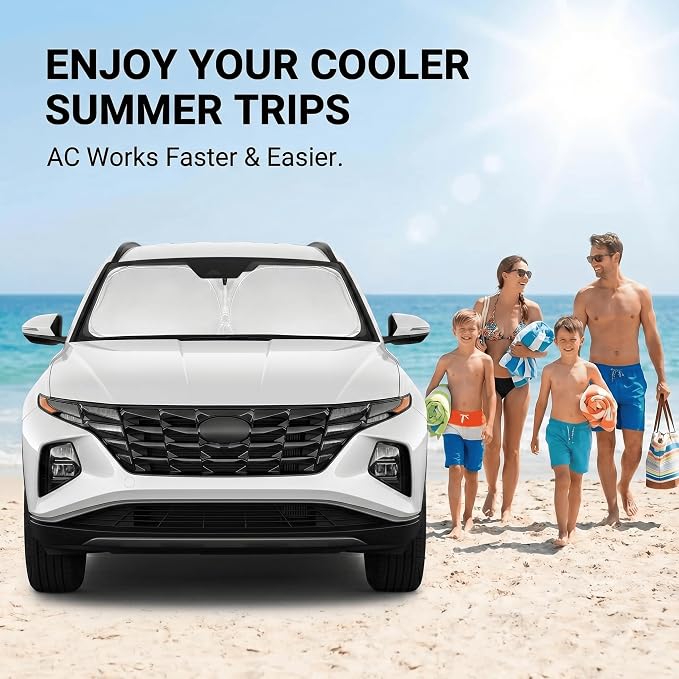 for Hyundai Tucson 2022 2023 2024 2025 2026 Windshield Sun Shade Front Window Shade Custom Fit Tucson Accessories Sun Visor Foldable Shade Blocks UV Rays Summer Must Have Car Accessories