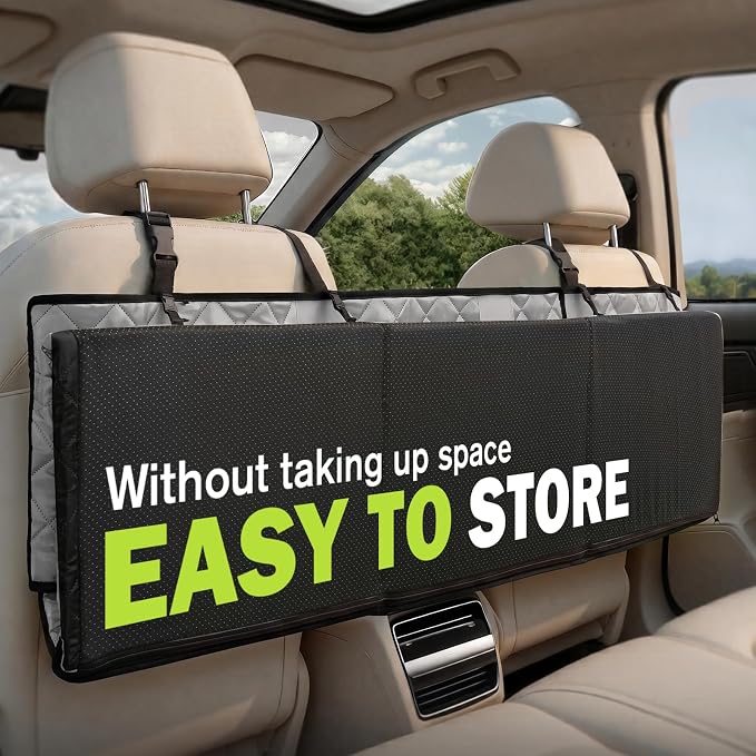 Pecute Back Seat Extender for Dogs 56.29 * 28.74 in, Car Window Fixing for Maximum Car Protection, Leather Fabric Dog Car Seat Cover for Back Seat, Waterproof, Scratch-Resistant, Support to 330 lbs