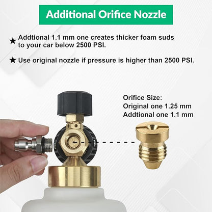 Tool Daily Foam Cannon for Pressure Washer with Car Wash Soap, Adjustable Snow Foam Lance, Additional Orifice Nozzle 1.1mm, 1/4" Quick Connect