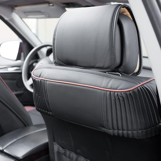 FH Group Car Seat Cover Cushion - 2 Pack Seat Covers for Cars Trucks SUV,) Faux Leather Car Seat Cushions, Waterproof Car Seat Cover Cushion, Universal Fit Car Seat protector Front Set Brown