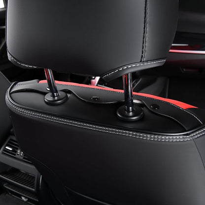 FLORICH Leather Seat Covers, Seat Covers Full Set, Car Seat Protectors 5 Seats,Automotive Seat Covers Fit for Most Cars Trucks-Black&Red
