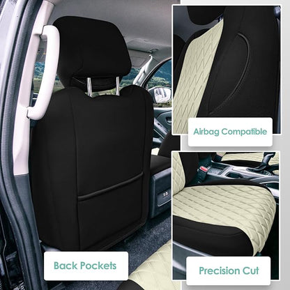 FH Group Custom Fit Car Seat Covers Specifically Made for 2022-2026 Nissan Frontier, Front Set BeigeUltraflex Neoprene Waterproof Automotive Seat Covers for Pickup Truck, Nissan Accessories