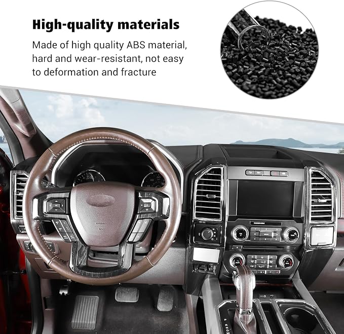 Voodonala for F-150 2015-2020 Center Console Interior Trim Cover Kits Compatible with Ford F150 2015-2020(Black Wood,9Pcs/Set) with Trailer Switch Model