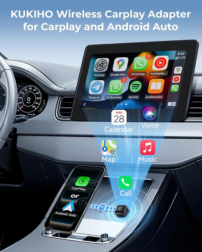 Wireless CarPlay Adapter, Convert Wired to Wireless, 2-in-1 CarPlay & Android Auto, Mini Plug & Play, Fast Auto-Connect & No Latency, USB/USB-C for Cars with Built-in CarPlay & iOS 10+/Android 11+