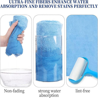 Tallew 16 Pcs 15 Pcs Car Microfiber Towels Buffing Drying Wash Cleaning Cloths Plush Large Towels Thick Care Polishing Detailing Waxing Scratch Proof Towel, 15.75 x 15.75 Inch (Light Blue)