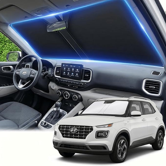 Windshield Sun Shade for Hyundai Venue 2020-2024 2025 Sunshade Front Window Shade Custom Fit Venue Accessories Sun Visor Foldable Shade Blocks UV Rays Accessories