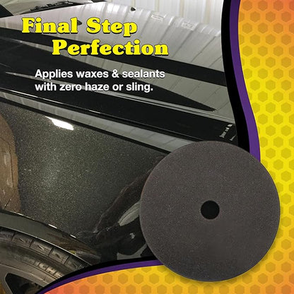 Wizards 21 DA Gray Wax and Finishing Pad - Wax Applicator and Finishing Pad - Comes with Velcro Attachment - Compatible with Wizards 21 Big Throw Polisher - ‎6 3/8" x 7/8"