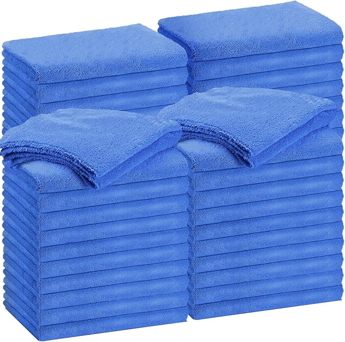 Shimeyao 30 Pcs 16 x 24 Inch Edgeless Microfiber Plush Towels for Cars Detailing Drying Wash Polishing Absorbent Cleaning Cloths, 500 GSM (Dark Blue)