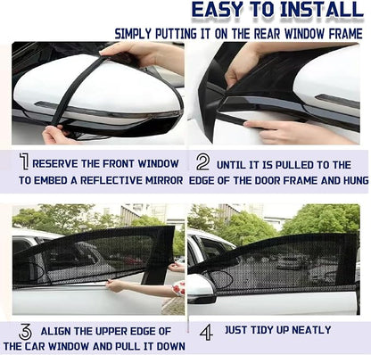 Car Front Window Shades, OUTTDID 2 Pack Side Window Sun Shades,Stretchy Mosquito Net Cover Fit Cars SUVs - Up to 31.5”x49.6”