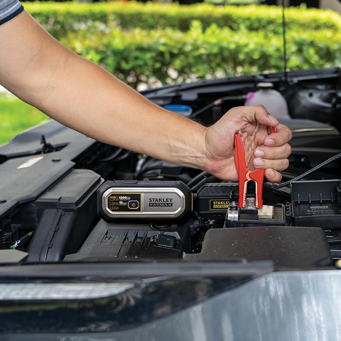 STANLEY LJ12FC 1200A Lithium Jump Starter with 15 Watt USB-A and USB-C Power, Includes Clamps and Carrying Case