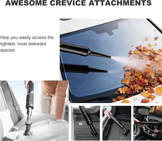 Car Vacuum Portable Cordless,25,000Pa Handheld Vacuum Cordless,70-Min Extra-Long Battery Life,Fantastic Suction, HEPA Filters, Maneuverable, Versatile Crevice Tools,for Car and Home, Black