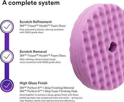 3M Perfect It 1 Step Foam Finishing Pad, 33035, Quick Connect, Surface Buffing, Collision Repair, High Gloss Polish, 8 in
