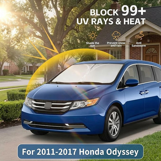for Honda Odyssey Windshield Sun Shade 2011-2017, Double Layer 240T Front Window Visor, Custom Fit Foldable Sun Visor, UV Ray Blocker, Summer Car Accessory