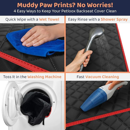 Petloox XL Dog Car Seat Cover for Back Seat, Waterproof Hammock for Car, SUV & Truck, Non-Slip Backseat Cover for Dogs, Heavy-Duty Dog Hammock Style Seat Protector Pets, Easy to Install & Clean