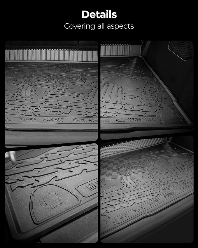 3W Cargo Liner Custom Fit for 2021-2025 2026 Ford Bronco 4 Door, All Weather TPE Heavy Duty Truck Car Mat Accessories Fit for Bronco Trunk Mat, Black (Not for Bronco Sport)