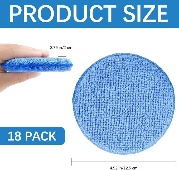 18 Pack Car Wax Applicator Pad 5 Inch, Foam Microfiber Applicator Pad for Car Buffing, Detail Polishing, Tire Shine Applicator, Cleaning and Fine Polishing