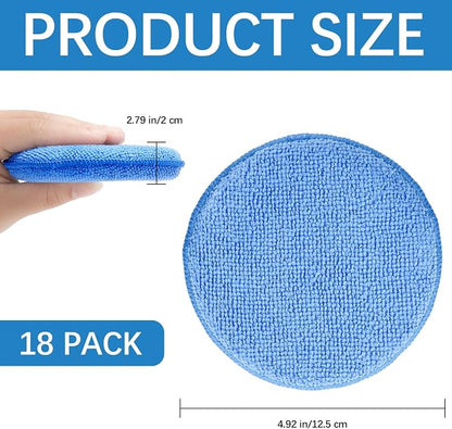 18 Pack Car Wax Applicator Pad 5 Inch, Foam Microfiber Applicator Pad for Car Buffing, Detail Polishing, Tire Shine Applicator, Cleaning and Fine Polishing