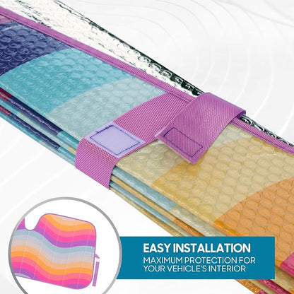 BDK Retro Wave Automotive Windshield Sunshades Accordion Folding Style - Windshield Sun Shade Auto Shade for Cars Trucks SUVs Vans Sun Visor Protector to Block UV Rays - Keeps Vehicle Cool 58' x 27'