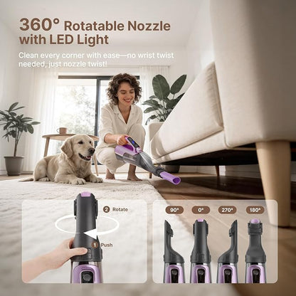 Shop-Vac S4 20V Handheld Vacuum Cordless with Brushless Motor, Rotatable Nozzle, Dual-Speed Powerful 16000 Pa Suction Portable Vacuum for Home & Pet Hair, Wall-Mounted, LED Light, Purple