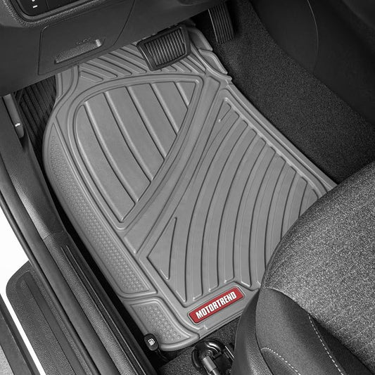 Motor Trend FlexTough Performance All Weather Rubber Car Floor Mats - 3 Piece Floor Mats Automotive Liners for Cars Truck SUV, Heavy-Duty Waterproof (Gray)