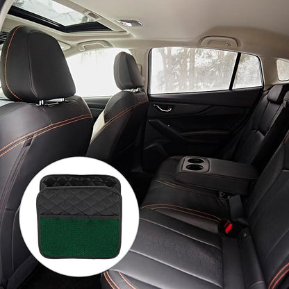 1 Pcs Universal Car Trash Can Hanging 10.2" Length 3.5" Width 10.2" Height Trash Bin Green Black Faux Leather Rhinestone