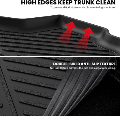 LASFIT Cargo Mats for Dodge Challenger 2011 2012 2013 2014 2015 2016 2017 2018 2019 2020 2021 2022 2023, All Weather TPE Custom Fit Trunk Mats Cargo Liners, Black