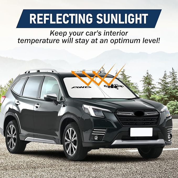 for Subaru Forester Sun Shade 2014-2025 2026, Car Front Window Covers Sun Visor Protector, Foldable Blocks UV Rays Windshield Sunshade for Subaru Forester Accessories